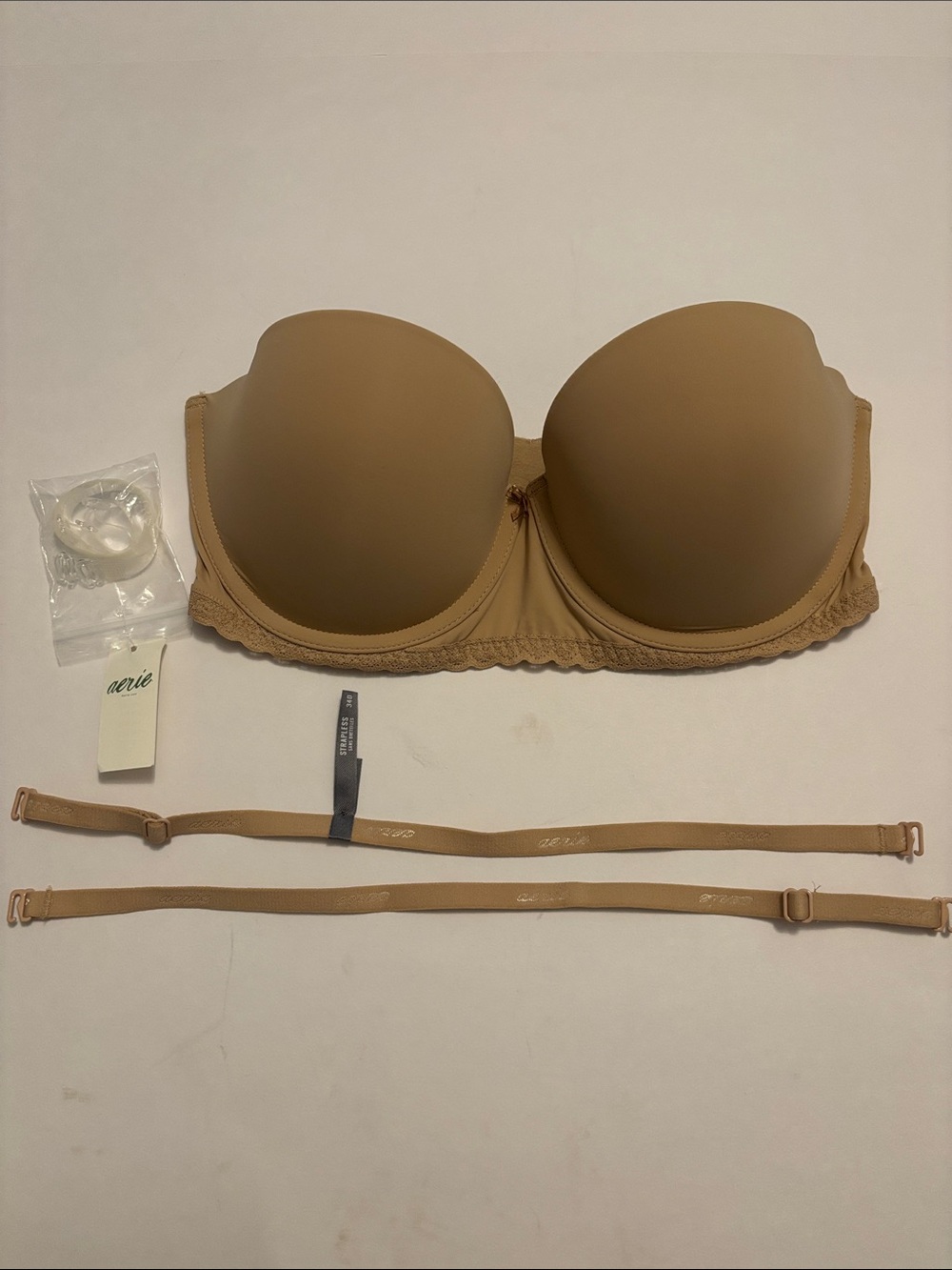 Aerie Strapless Convertible Bra in Tan